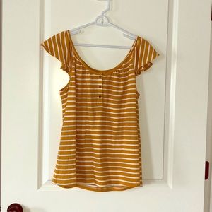 Mustard and white striped shirt